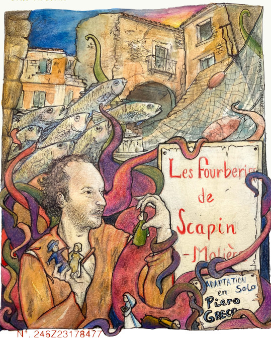 Affiche des Fourberies de Scapin par Piero Greco